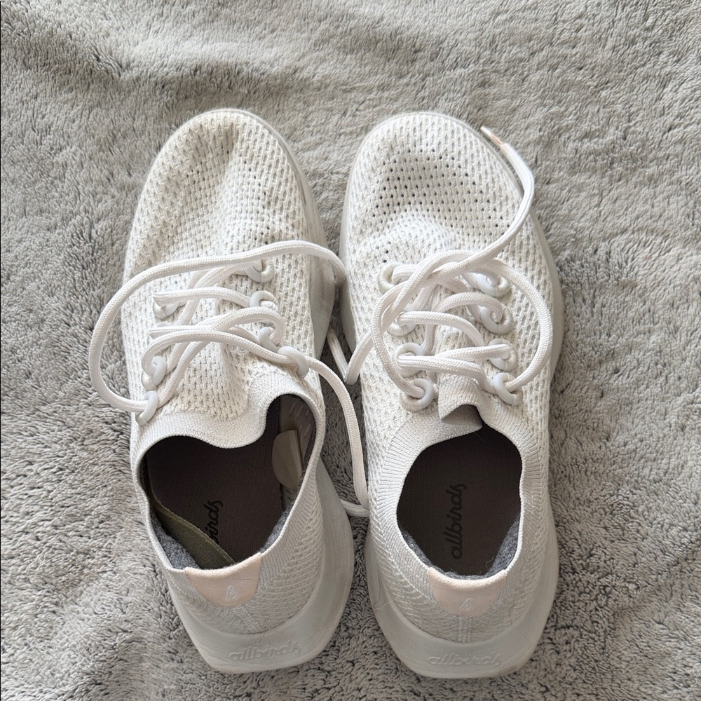 Allbirds Cream Knit Lace-Up Sneakers